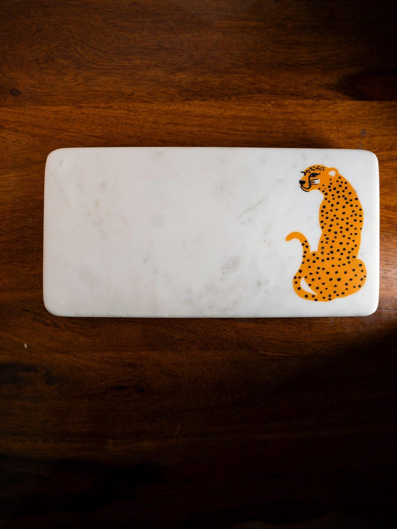 Leopard marble platter