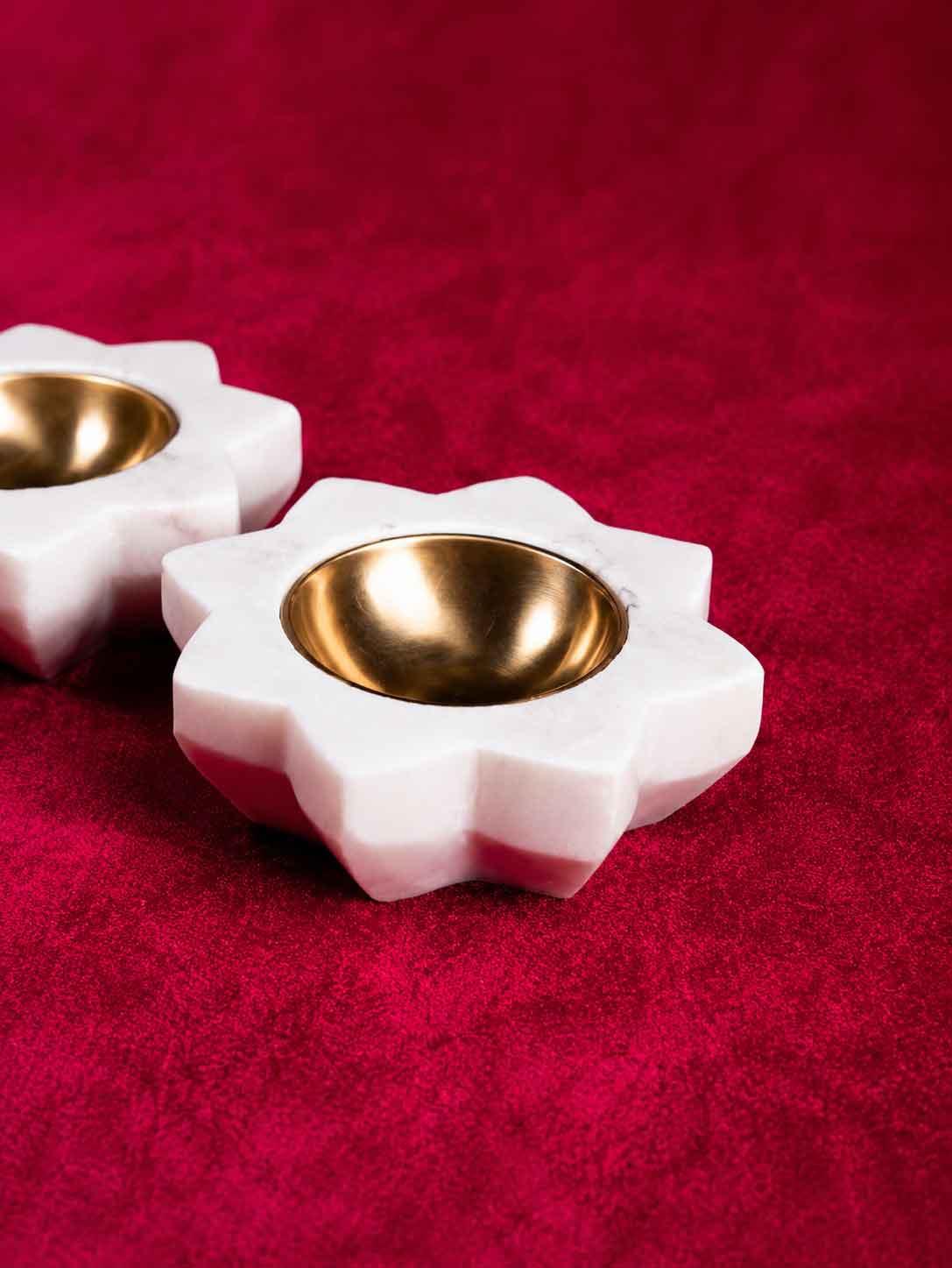 Marble brass diya